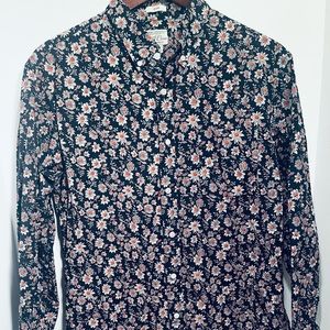 Mens large j crew secret wash shirting long‎ sleeve flower button down.